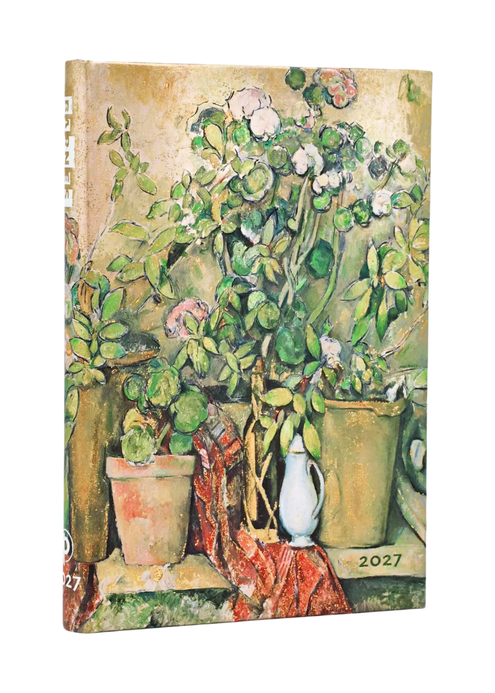 Paperblanks 12-Monatskalender 2027 Cezannes Terrakotta-Töpfe und Blumen, Mini, Verso