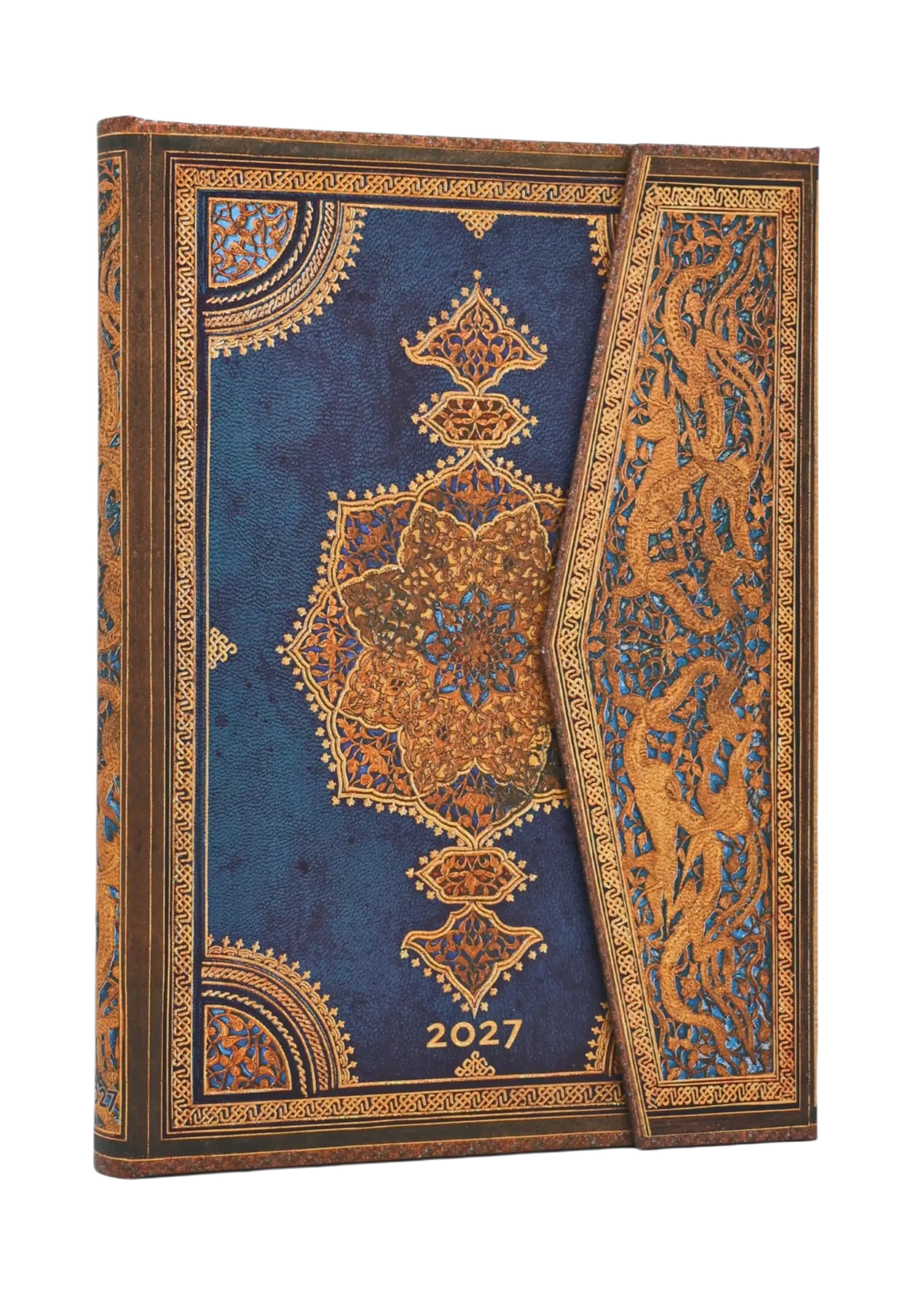 Paperblanks 12-Monatskalender 2027 Safawidisch Indigo, Midi, Horizontal – Safawidische Bindekunst