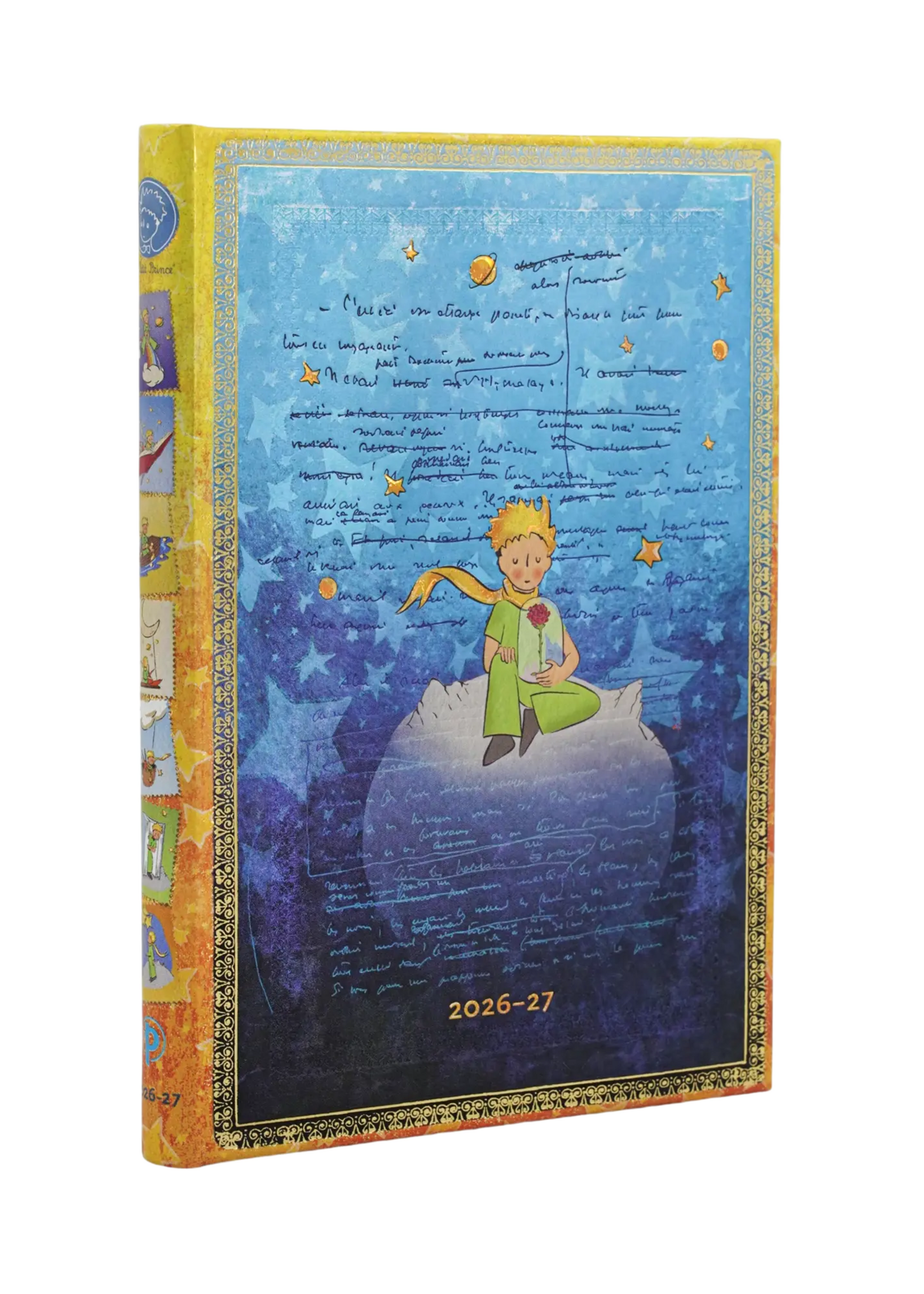 Paperblanks 18-Monatskalender 2027 Saint-Exupéry, Der kleine Prinz, Midi, Horizontal – Faszinierende Handschriften