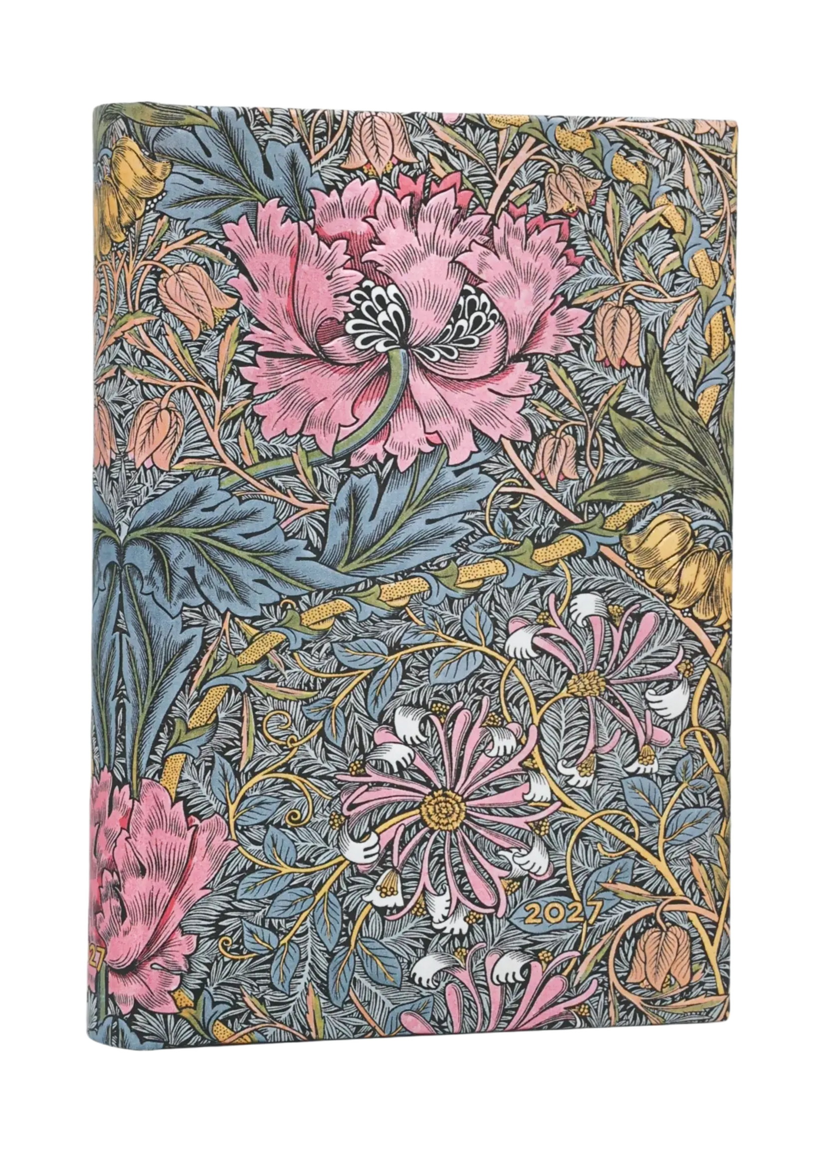 Paperblanks 12-Monatskalender 2027 Morris Heckenkirsche in Pink, Maxi, Horizontal, Softcover – William Morris