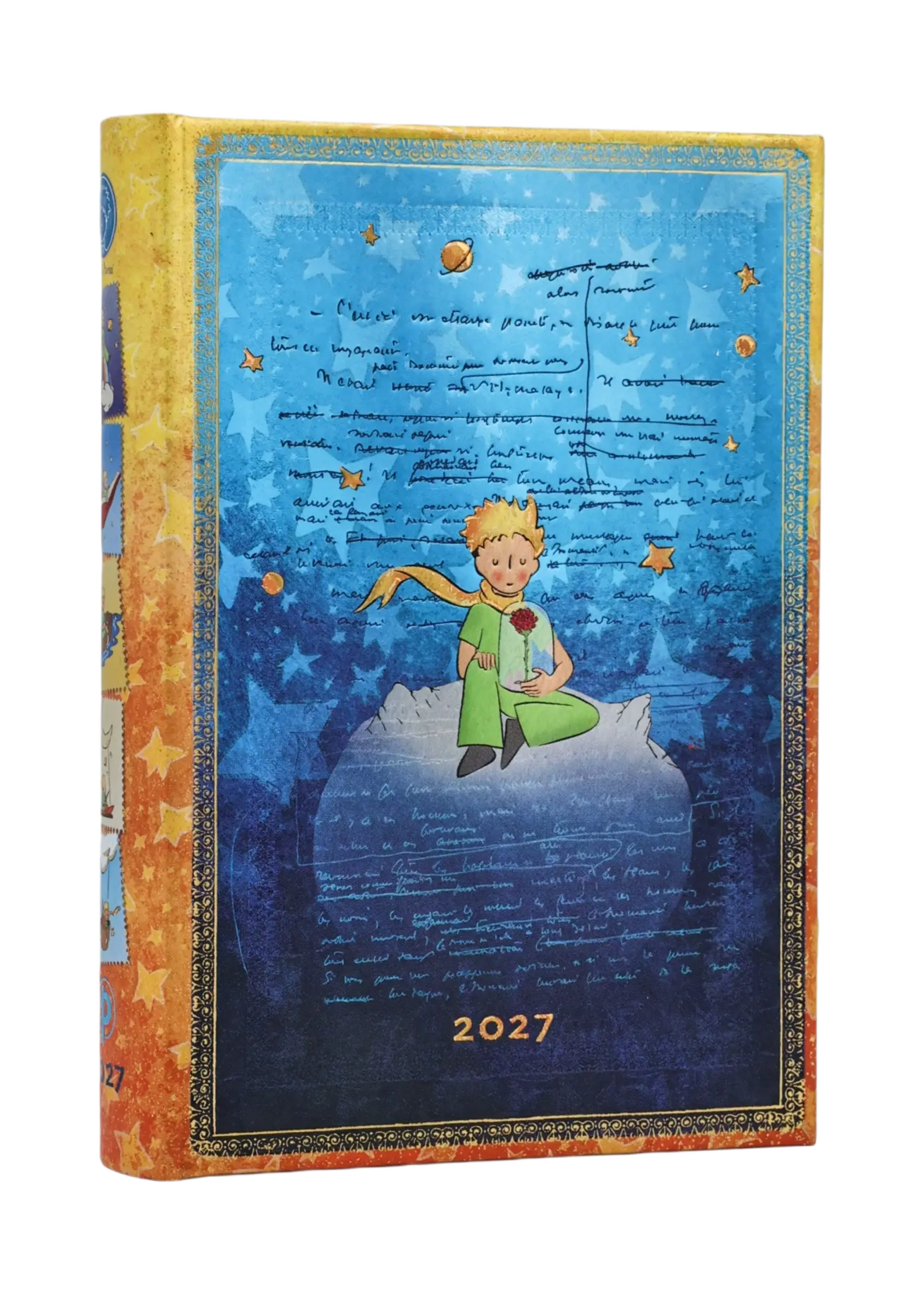 Paperblanks 12-Monatskalender 2027 Saint-Exupéry, Der kleine Prinz, Mini, Tagesüberblick – Faszinierende Handschriften