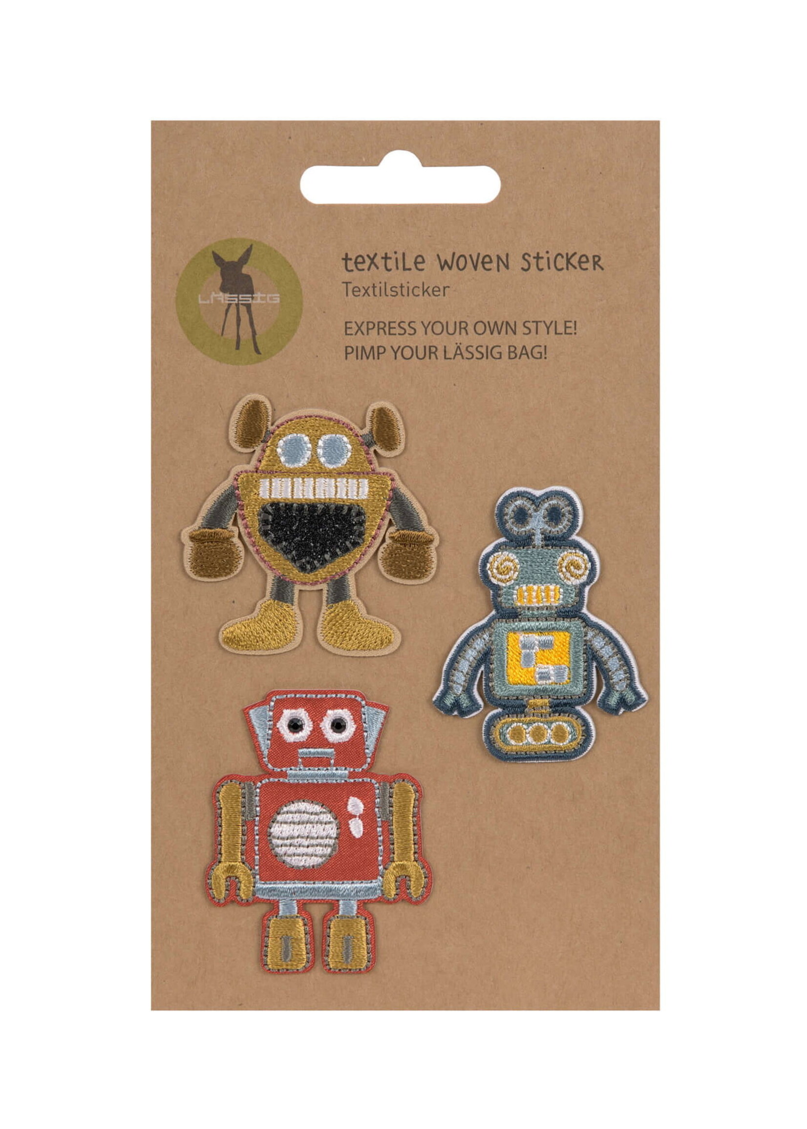 Lässig Fashion Textil-Sticker (3 Stk) - Schul Set Unique, Roboter