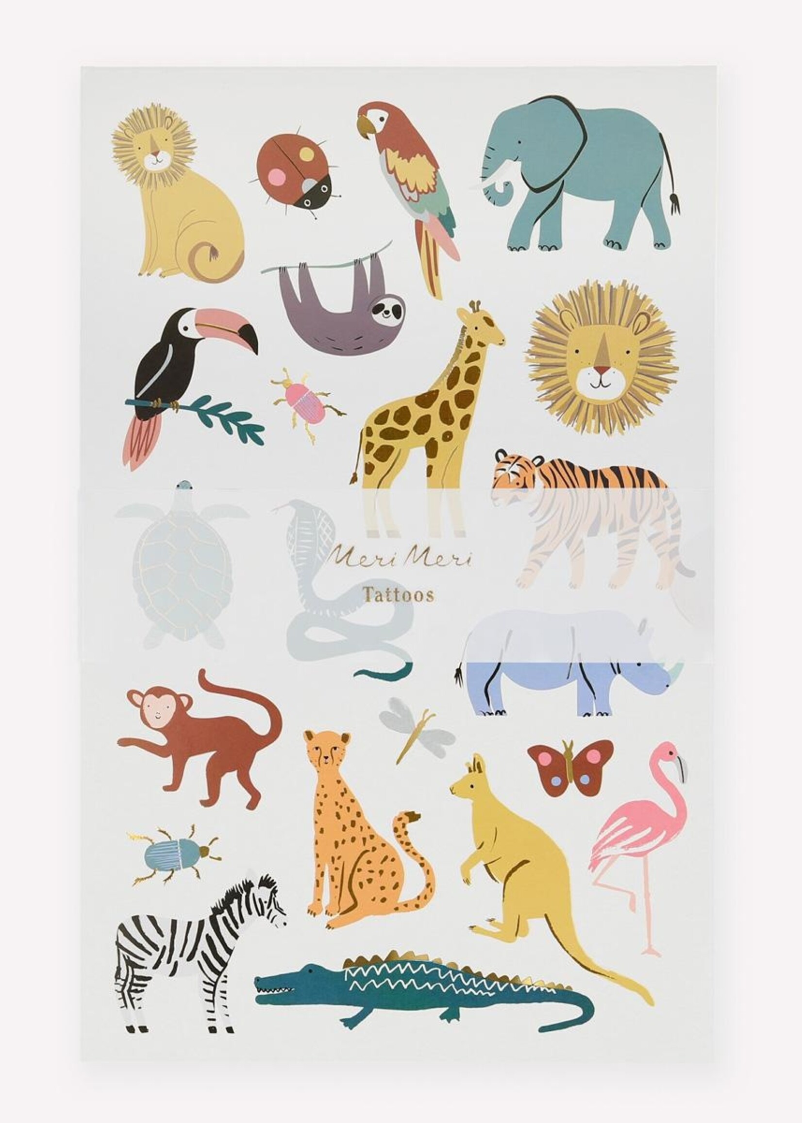 MERI MERI Wild Animals Tattoo Sheets
