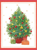 Caspari Caspari Weihnachtskarten-Set Little Decorated Tree, 5 Stück