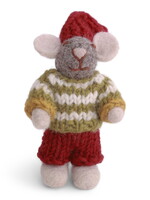 Gry & Sif Gry & Sif Mini-Maus Bub grau mit Ringelpullover