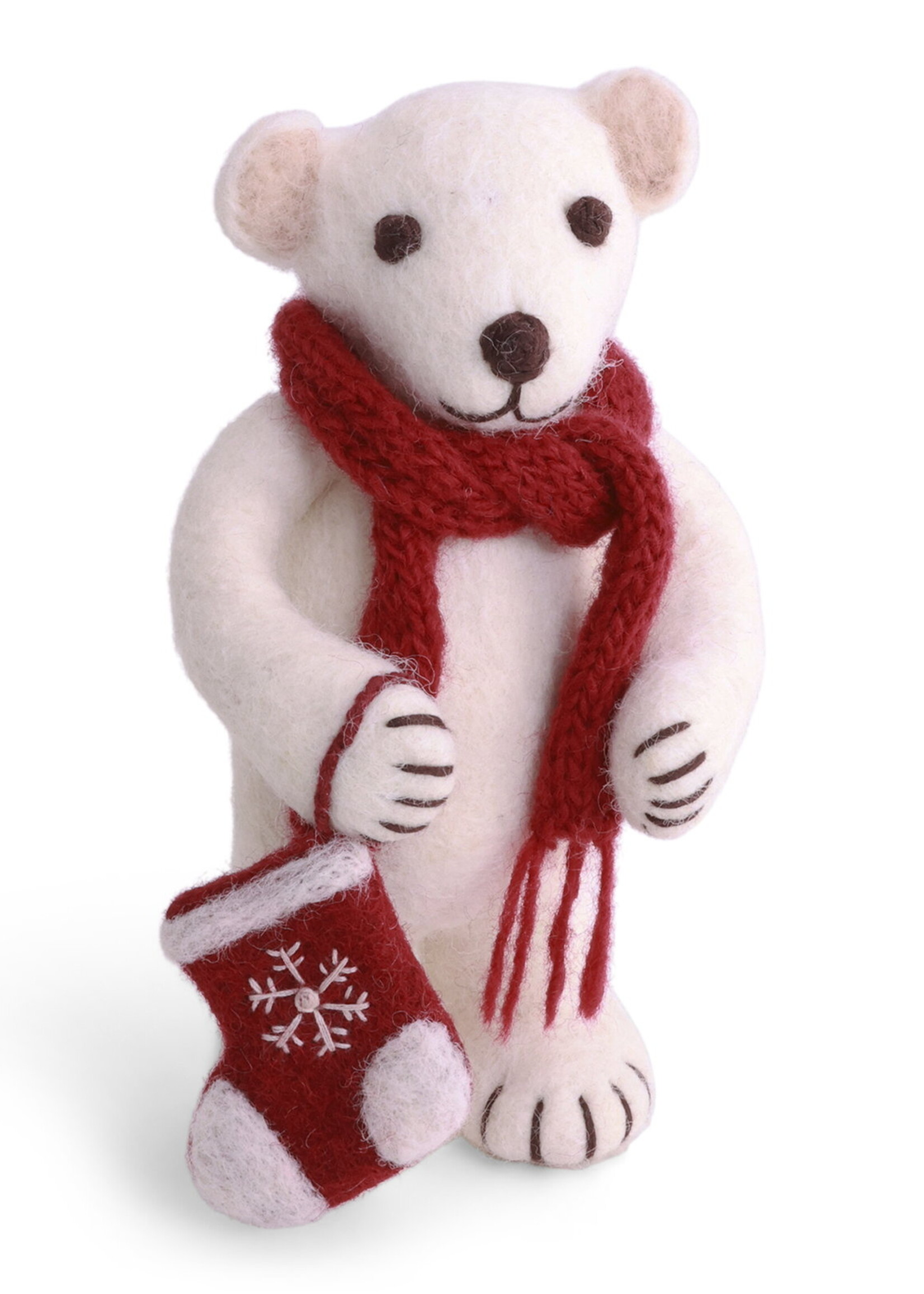 Gry & Sif Gry & Sif Mittlerer Eisbär weiß mit Strumpf, 16 cm