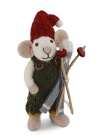 Gry & Sif Small White Boy Mouse w/Green