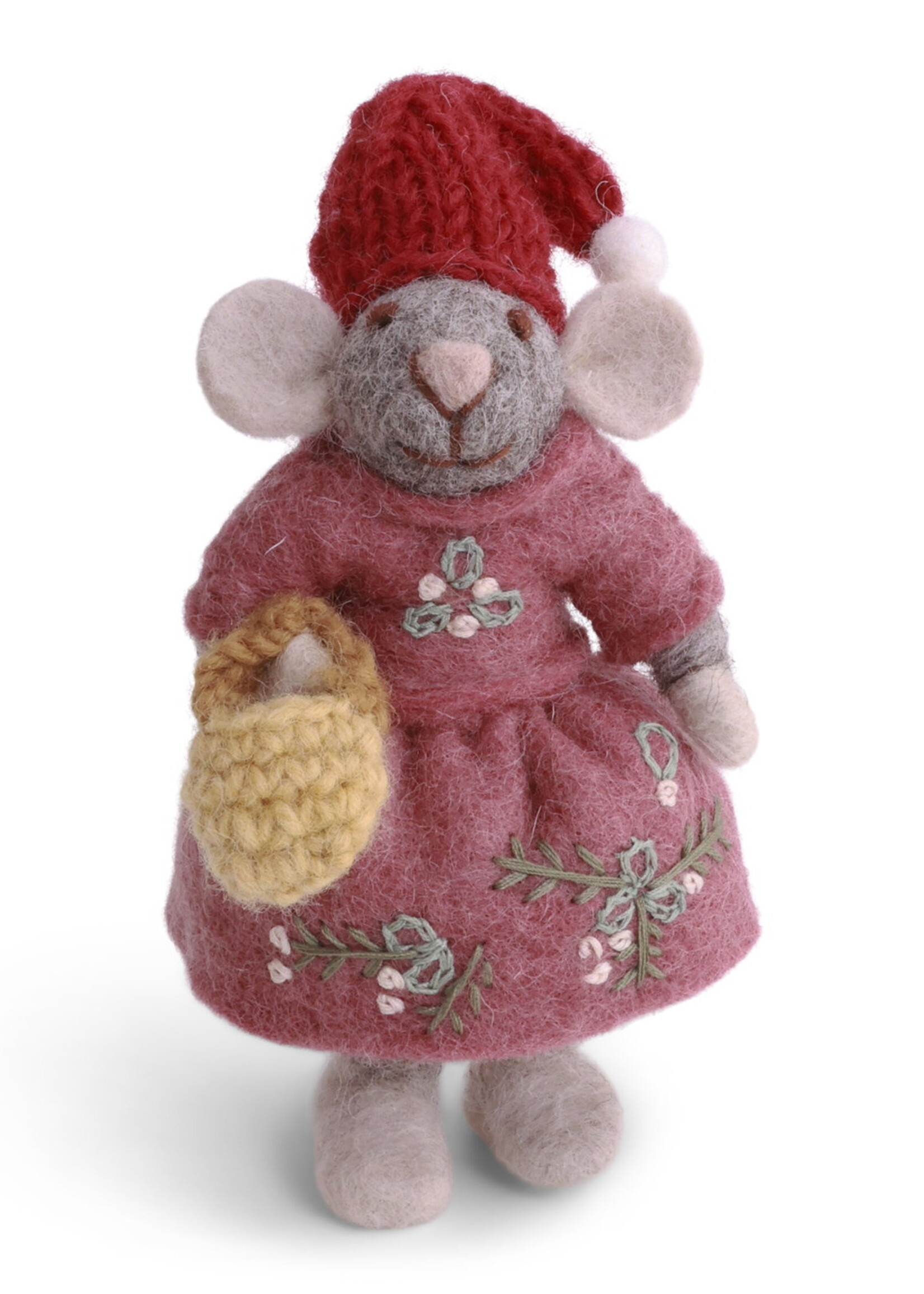 Gry & Sif Gry & Sif Kleine Maus Mädchen grau mit Handtasche, 12 cm