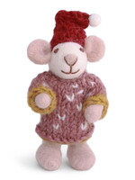 Gry & Sif Gry & Sif Mini-Maus Mädchen weiß mit Strickkleid