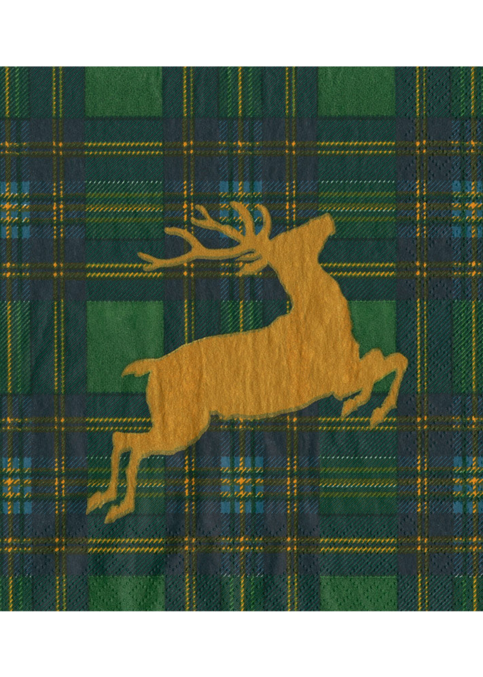 Caspari Serv., Green Reindeer tartanDE