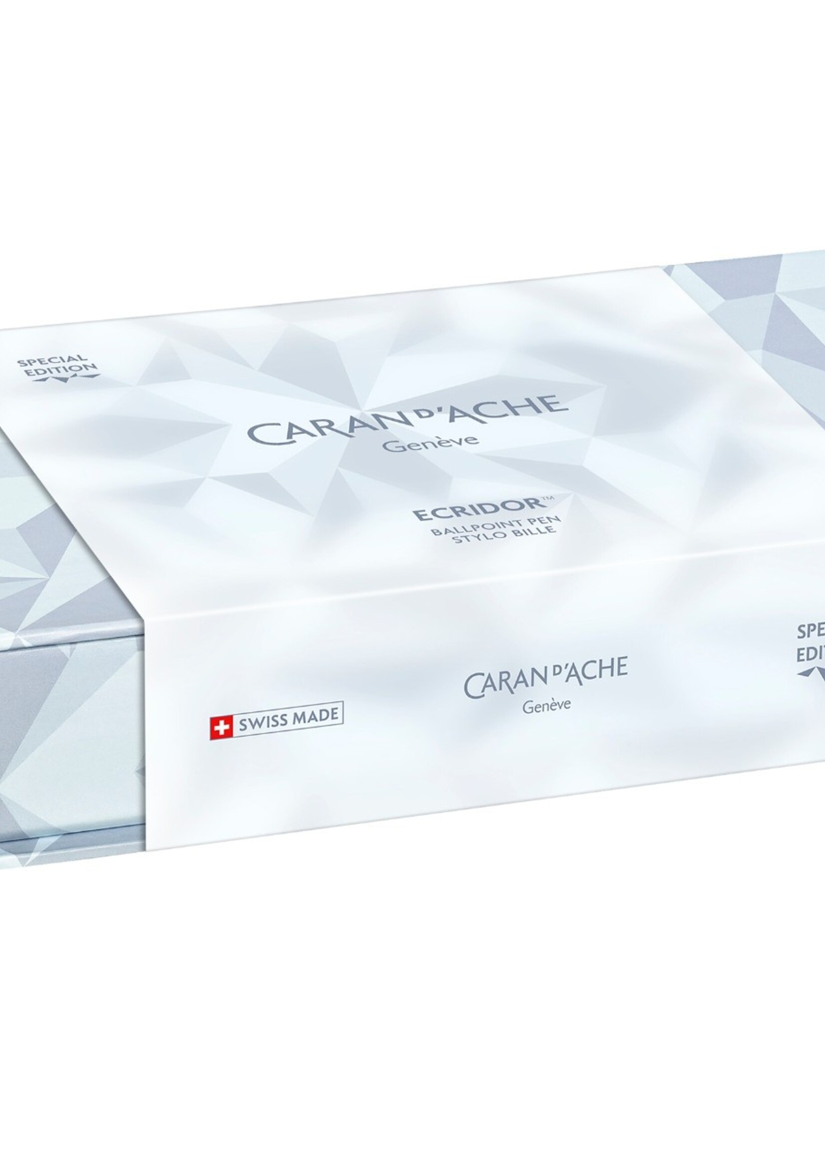 Caran d'Ache Set Kugelschreiber Ecridor Alpine Frost mit Lederetui Polarblau