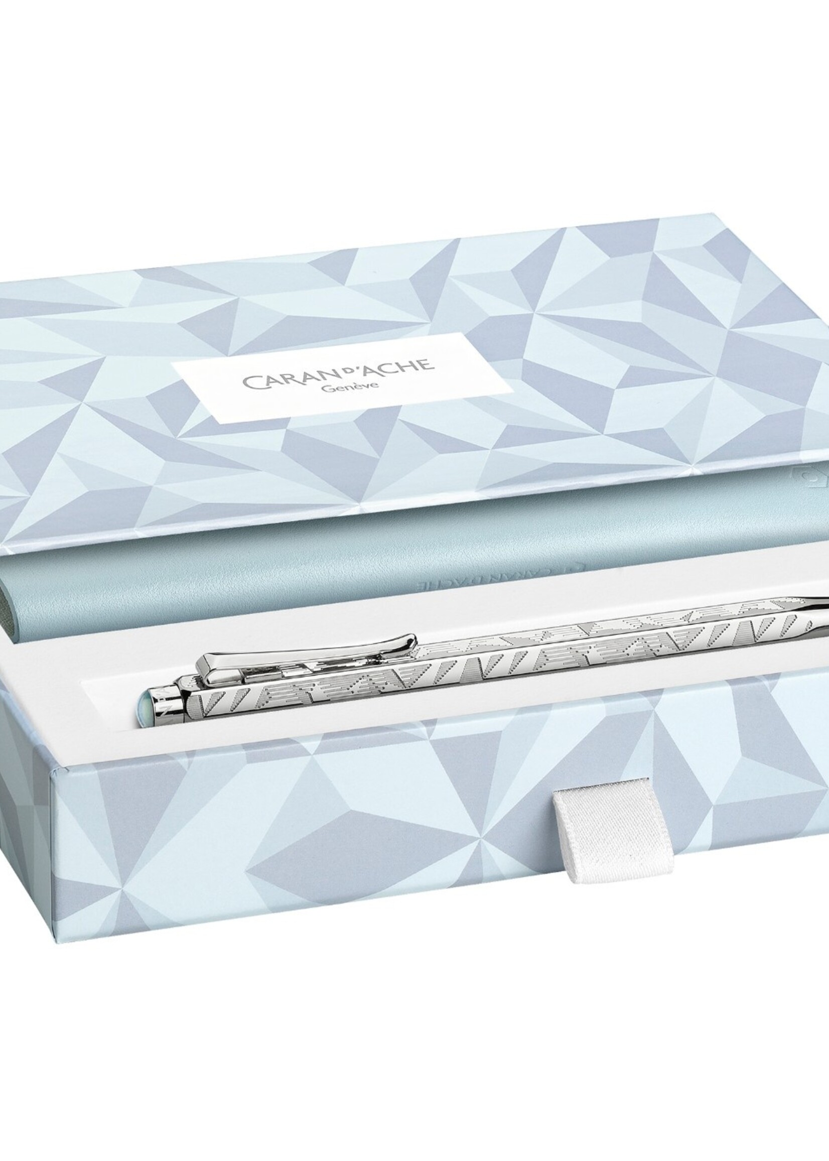 Caran d'Ache Set Kugelschreiber Ecridor Alpine Frost mit Lederetui Polarblau