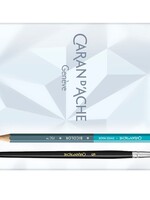 Caran d'Ache Aquarellstifte Bicolor Alpine Frost, Set mit 9 Stiften und 1 Pinsel