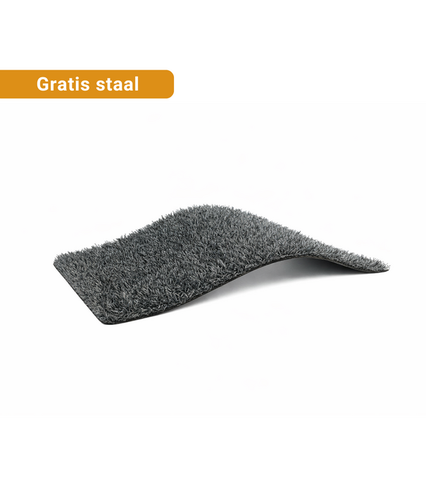 Bestel nu jouw gratis kunstgrasstalen - Kunstgras Grijs 25 mm