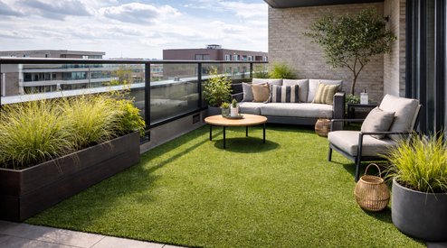 Kunstgras op het balkon