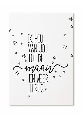 Kaart Ik hou van jou tot de maan en terug