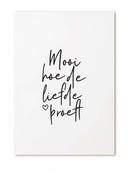 Kaart met tekst 'Mooi hoe de liefde proeft'