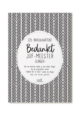 Slinger bedankt juf of meester met 25 invulkaarten