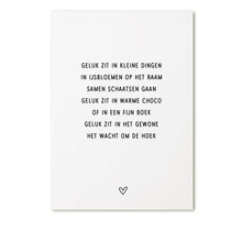 Kaart gedicht 'Geluk zit in kleine dingen..'