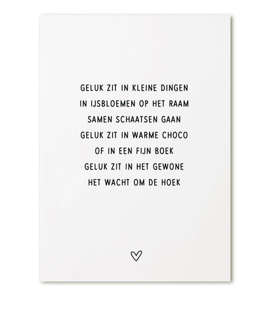 Kaart gedicht 'Geluk zit in kleine dingen..' Kaart gedicht 'Geluk zit in kleine dingen..'