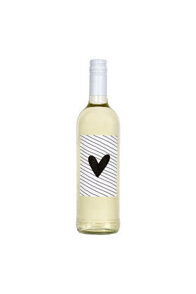 Fles etiket met hart en streepjes patroon