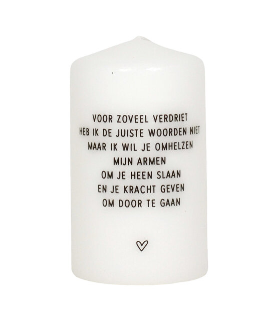 Rouwkaars met gedicht 'Voor zoveel verdriet..'