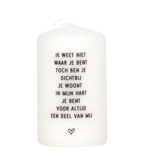 Rouwkaars met gedicht 'Voor zoveel verdriet..'