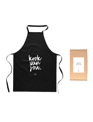 Cadeaupakket Schort met tekst 'Kook van jou'