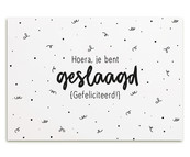 Kaart met tekst Hoera je bent geslaagd!