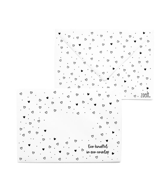 Bedrukte envelop hartjes patroon 'Een knuffel in een envelop'
