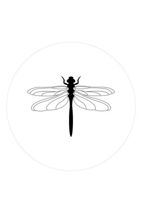 Muurcirkel (binnen) wit met Libelle - 30cm