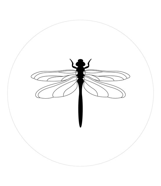 Muurcirkel  wit met Libelle voor binnen