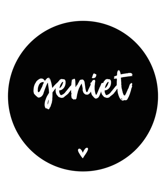 Muurcirkelzwart met tekst Geniet  - voor binnen
