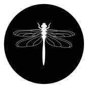 Muurcirkel zwart met Libelle  - voor binnen