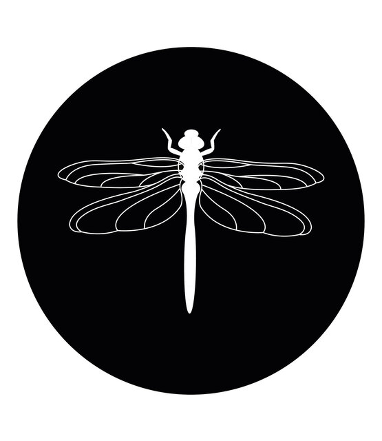 Muurcirkel zwart met Libelle  - voor binnen