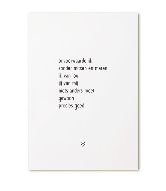 Kaart met tekst 'Onvoorwaardelijk...'