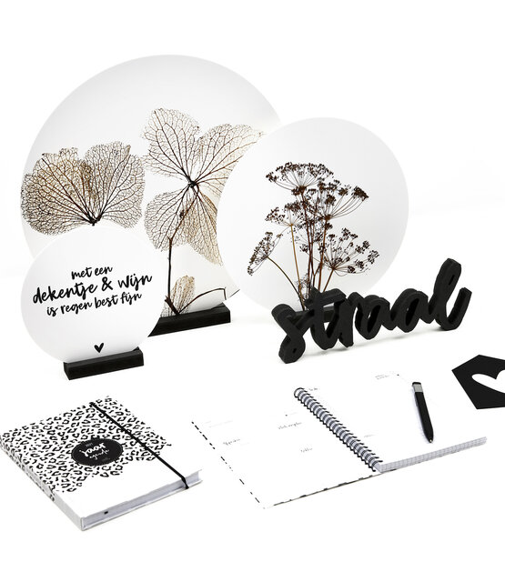 Muurcirkel standaard zwart hout -  13cm