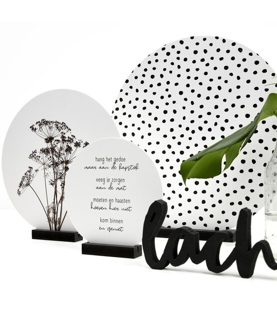 Muurcirkel standaard zwart hout - 11cm