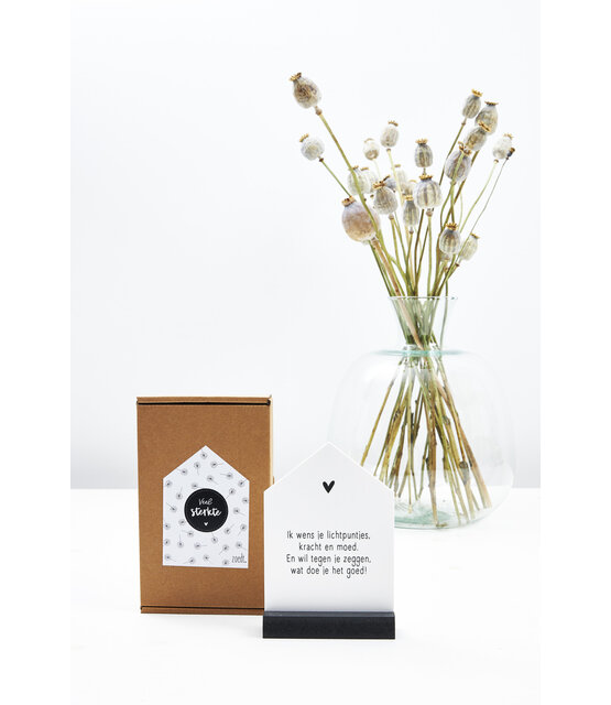 Huisje met gedicht 'Ik wens je lichtpuntjes...' in cadeauverpakking - Veel sterkte