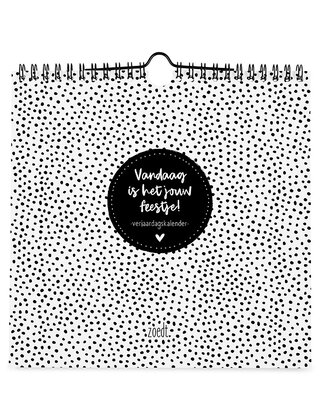 Verjaardagskalender zwart wit | vierkant