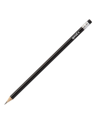 Zwart potlood met tekst 'Geniet'