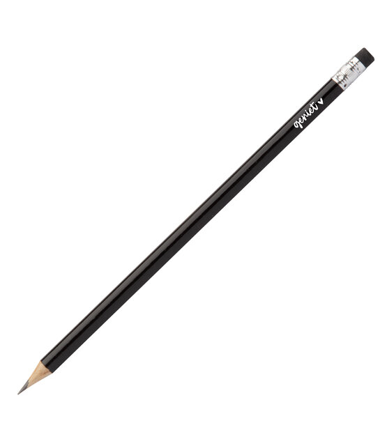 Zwart potlood met tekst 'Geniet' in wit met gummetje Zwart potlood met tekst 'Geniet' in wit met gummetje