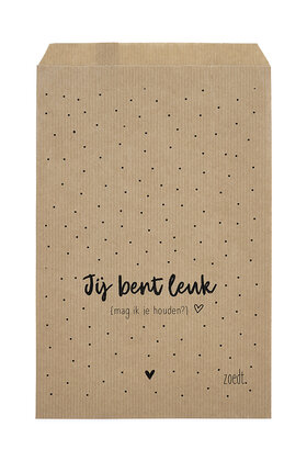 Cadeauzakjes set van 5 met dots en tekst Jij bent leuk...