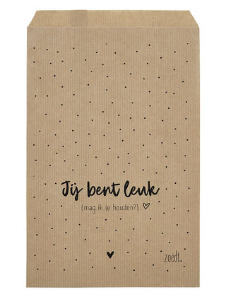 Cadeauzakjes set van 5 met dots en tekst Jij bent leuk...