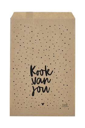 Cadeauzakjes set van 5 met dots en tekst Kook van jou