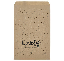 Cadeauzakjes set van 5 met dots en tekst Lovely things inside 15x22 cm
