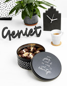 Koektrommel zwart wit met tekst 'Van jou wil ik er nog wel eentje'