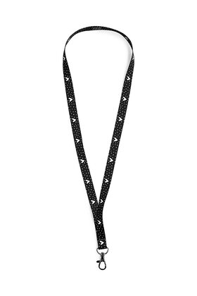 Keycord / sleutelhanger zwart met dots en hartjes patroon