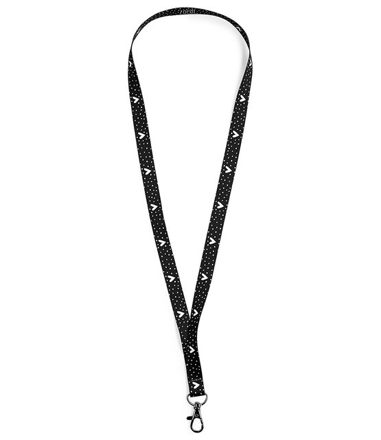 Keycord / sleutelhanger zwart met dots en hartjes patroon