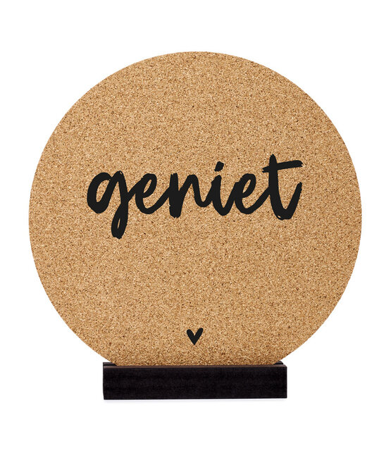 Poster kurk | Muurcirkel met tekst Geniet 20 cm